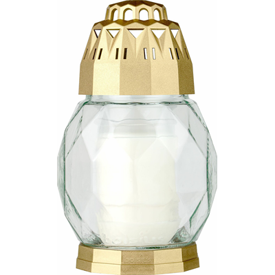 Candela sticla Diamond alb-auriu
