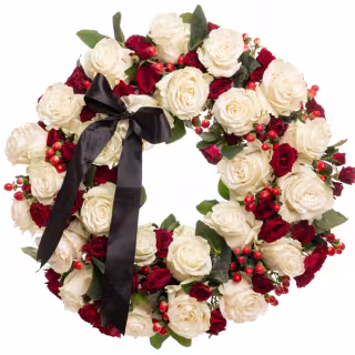 Coroană funerară cu trandafiri