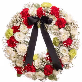 Coroană funerară cu garoafe