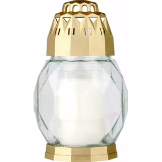 Candela sticla Diamond alb-auriu