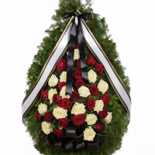 Coroana funerara cu trandafiri