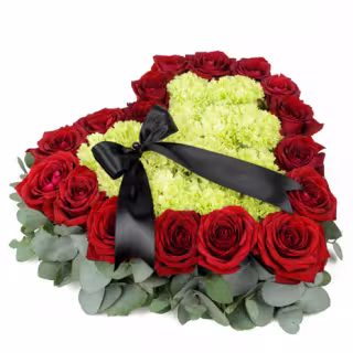 Inimă funerară cu trandafiri