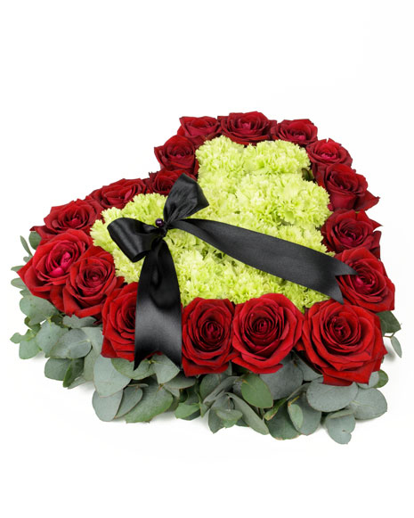 Inimă funerară cu trandafiri